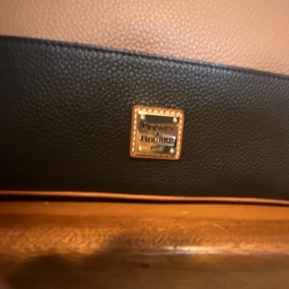 Dooney & Bourke Colorblock Pebbled Zip Tote, Brown/Black, Red Lining